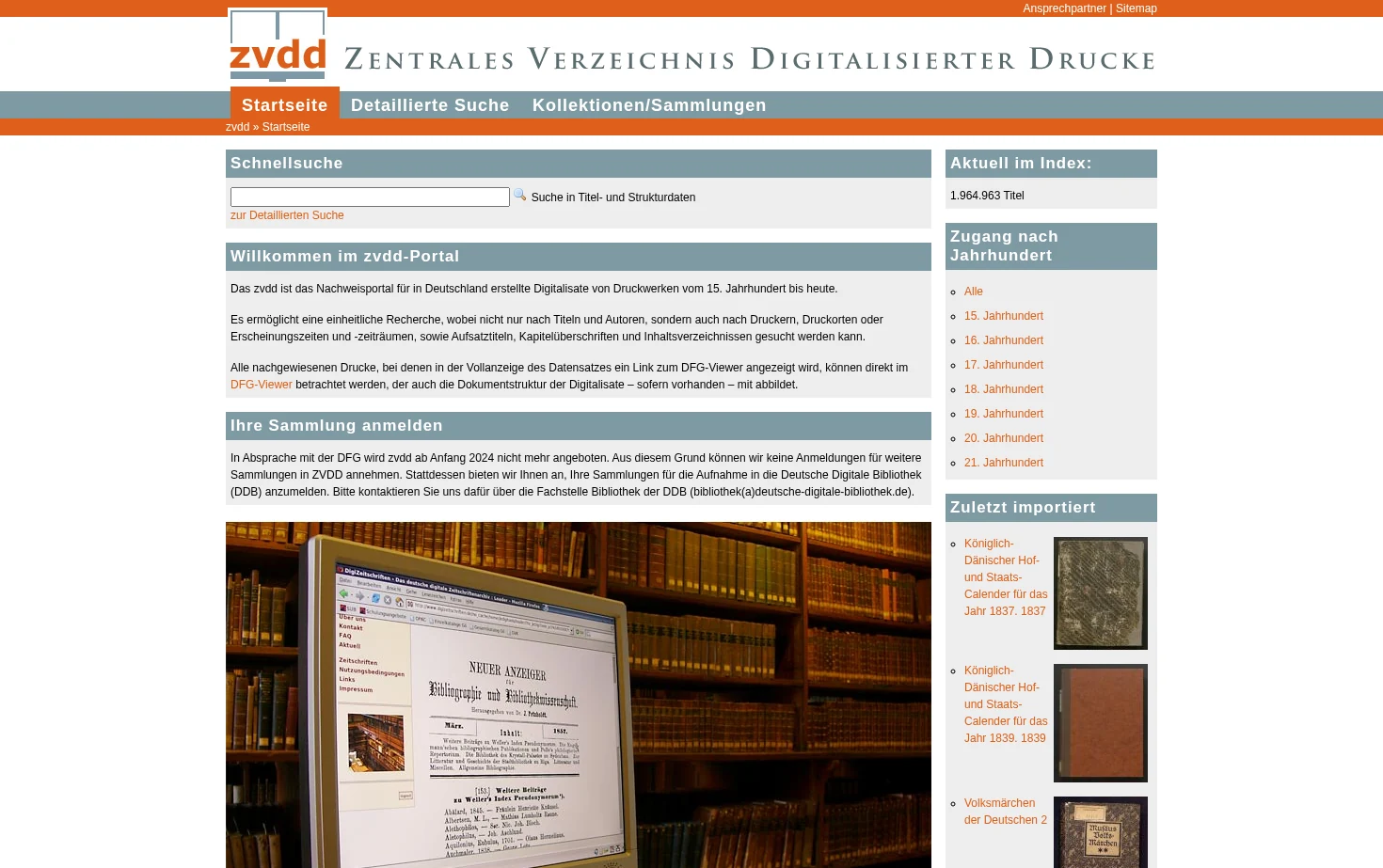 Zentrales Verzeichnis Digitalisierter Drucke (zvdd) 页面快照